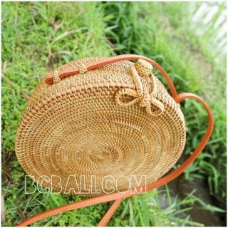 circle bag ata grass hand woven flower strap handmade